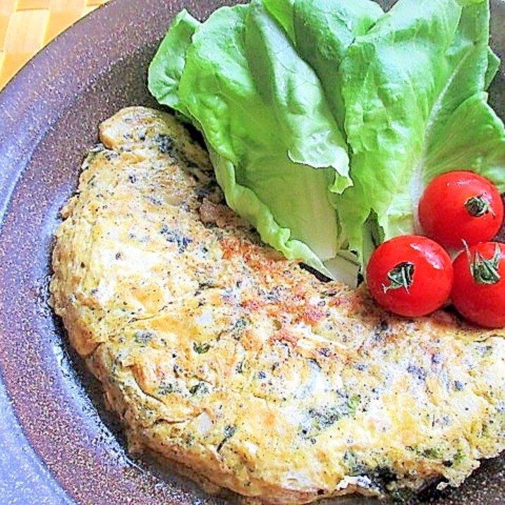 油揚げと海苔とちくわとごまのオムレツ